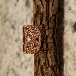 Fashion Ring Size 6 - Rose Gold Color with Cubic Zirconia Accents